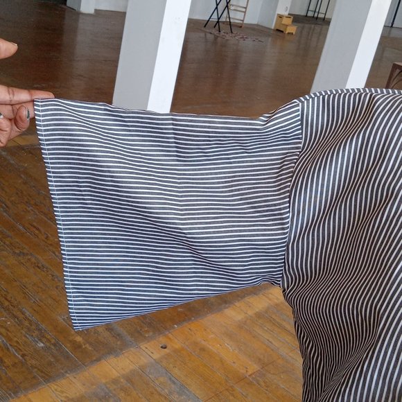 Gray and white striped wrap top - Picture 6 of 9